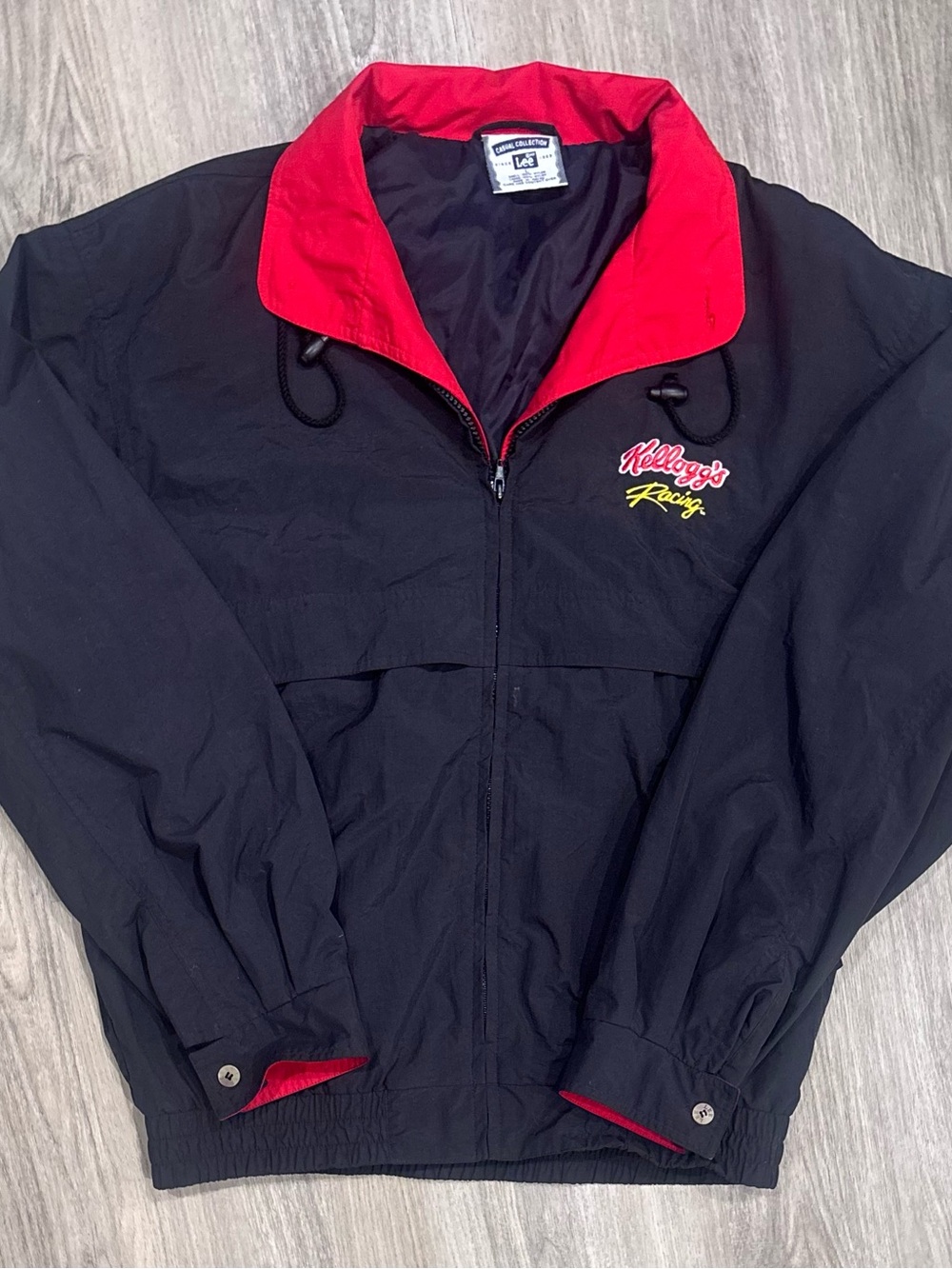 Vintage 90s Lee Kelloggs Racing Nylon Windbreaker Jacket Mens Large